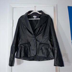 NWOT Steve Madden Black Lined Faux Leather Single Button Blazer